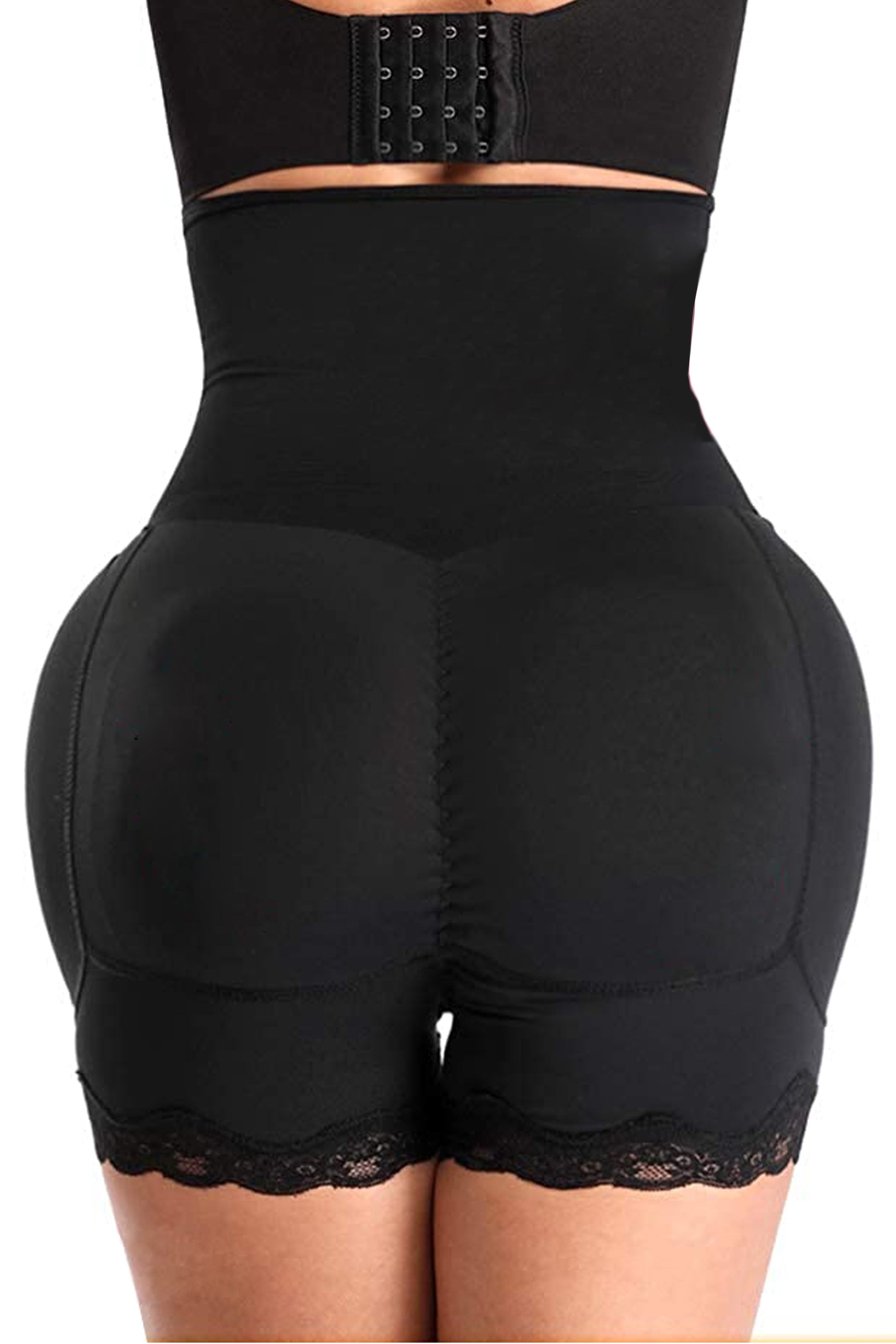 Body modelator cu efect push-up, corset & pernuțe pentru șolduri - Negru