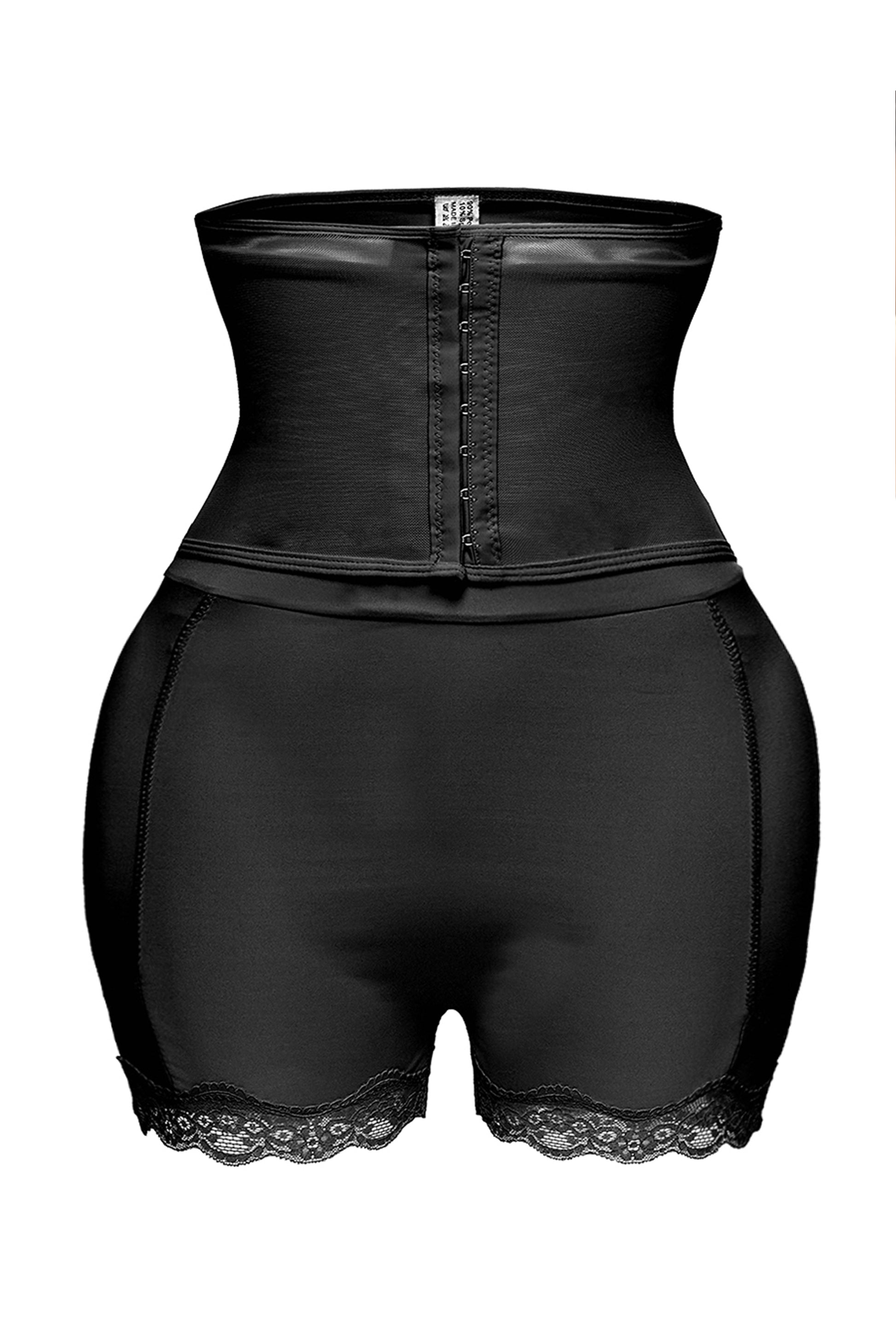 Body modelator cu efect push-up, corset & pernuțe pentru șolduri, Negru - Linovit Store